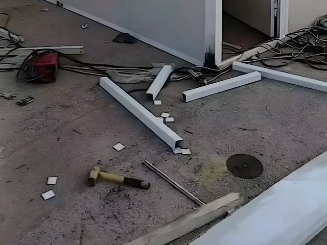 مبنى خارجي جاهز بألواح معزولة في موقع التنفيذ في الرياض